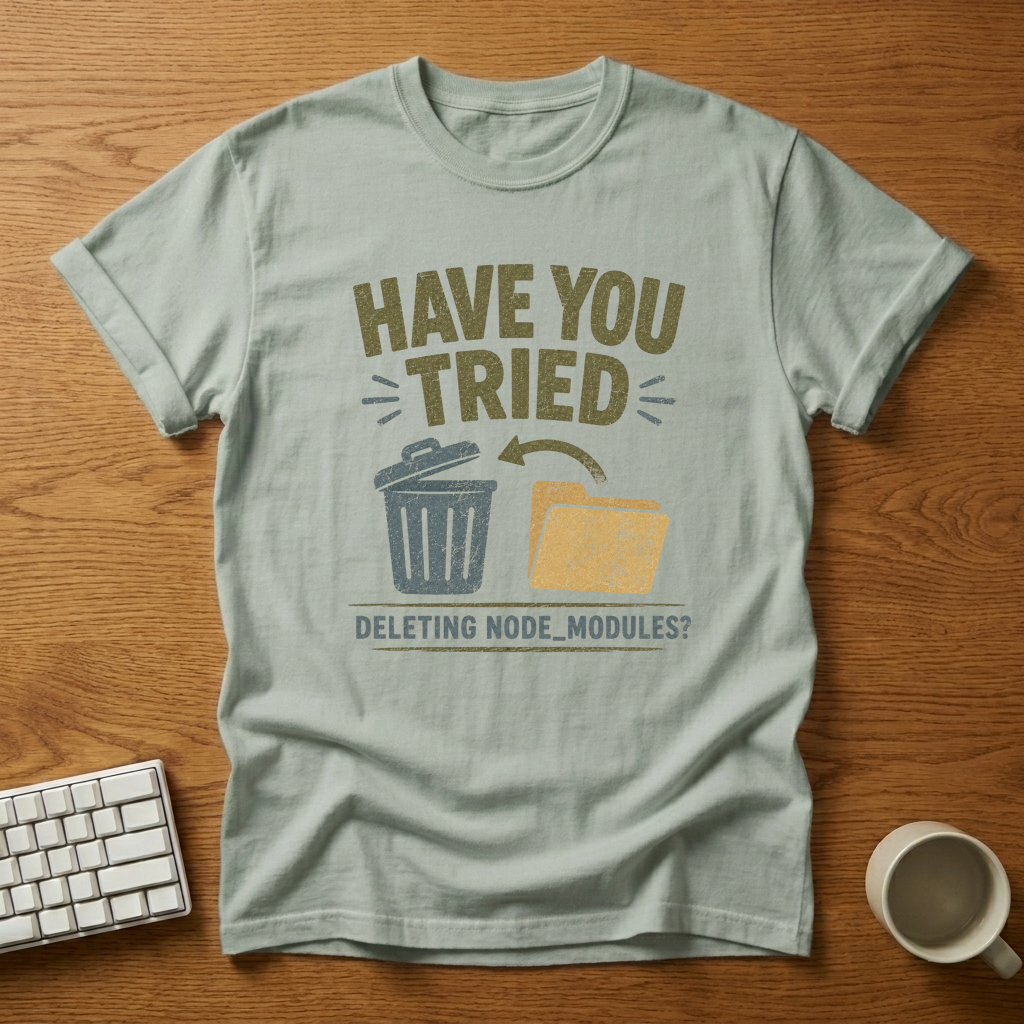 [needlepod-mockup:mck_01KZQ2K66C5PHTVKH7ANDJ3FBW] Delete Node Modules Joke