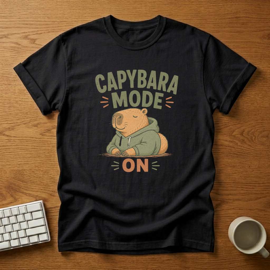[needlepod-mockup:mck_01KZRNER39266191G7MQ7MSD04] Capybara Mode On Relaxed Programmer Tee