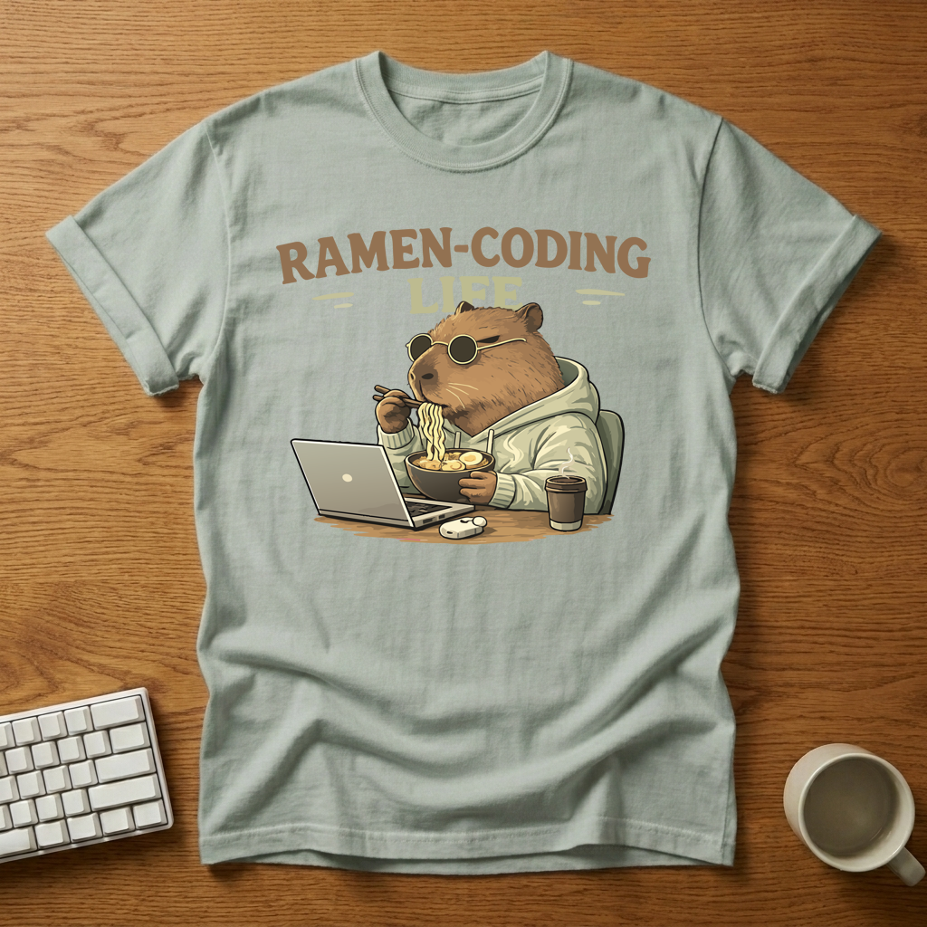 [needlepod-mockup:mck_01KZSVA79CW2CC7GRYRGVARQ7C] Ramen Coding Life Capybara