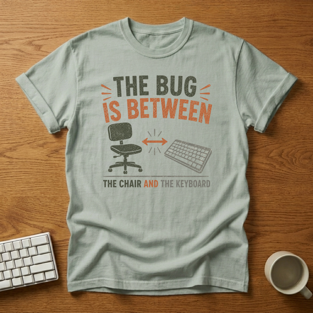 [needlepod-mockup:mck_01M002S1FHT795594YY9WPQGSF] PEBKAC: The Bug Between Chair and Keyboard