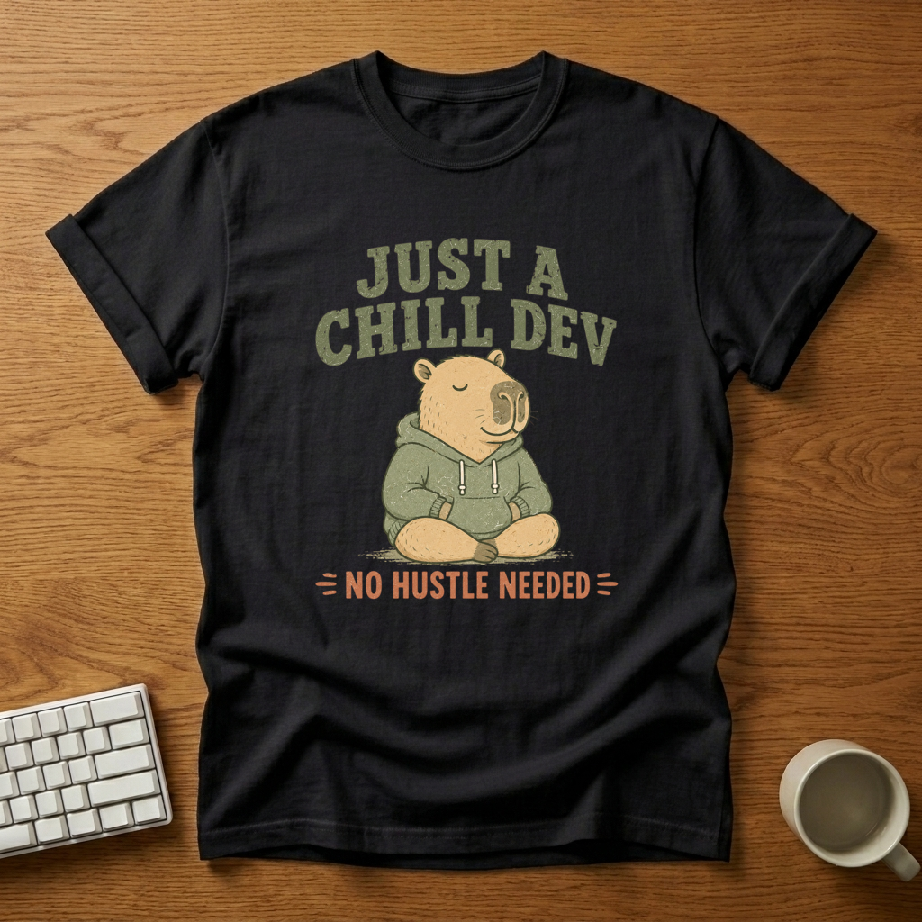 [needlepod-mockup:mck_01KZX8W7H61DB4BNJTTCWY0W9H] Chill Developer Capybara T-Shirt