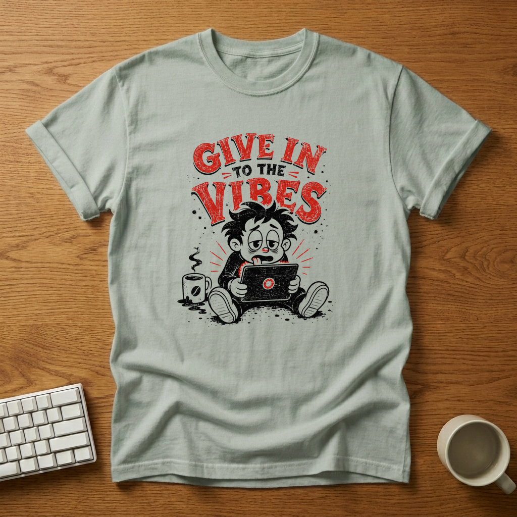 [needlepod-mockup:mck_01M01JNB2TVBZYD3D3B77R90FD] Give In To The Vibes T-Shirt