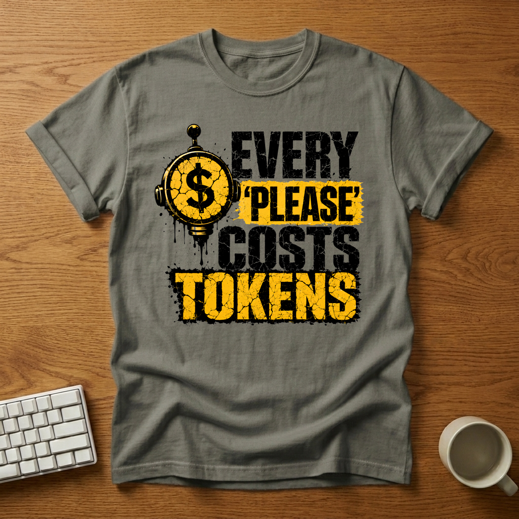 [needlepod-mockup:mck_01M046A0N96AGB52SMFM6VN81F] Every Please Costs Tokens T-Shirt