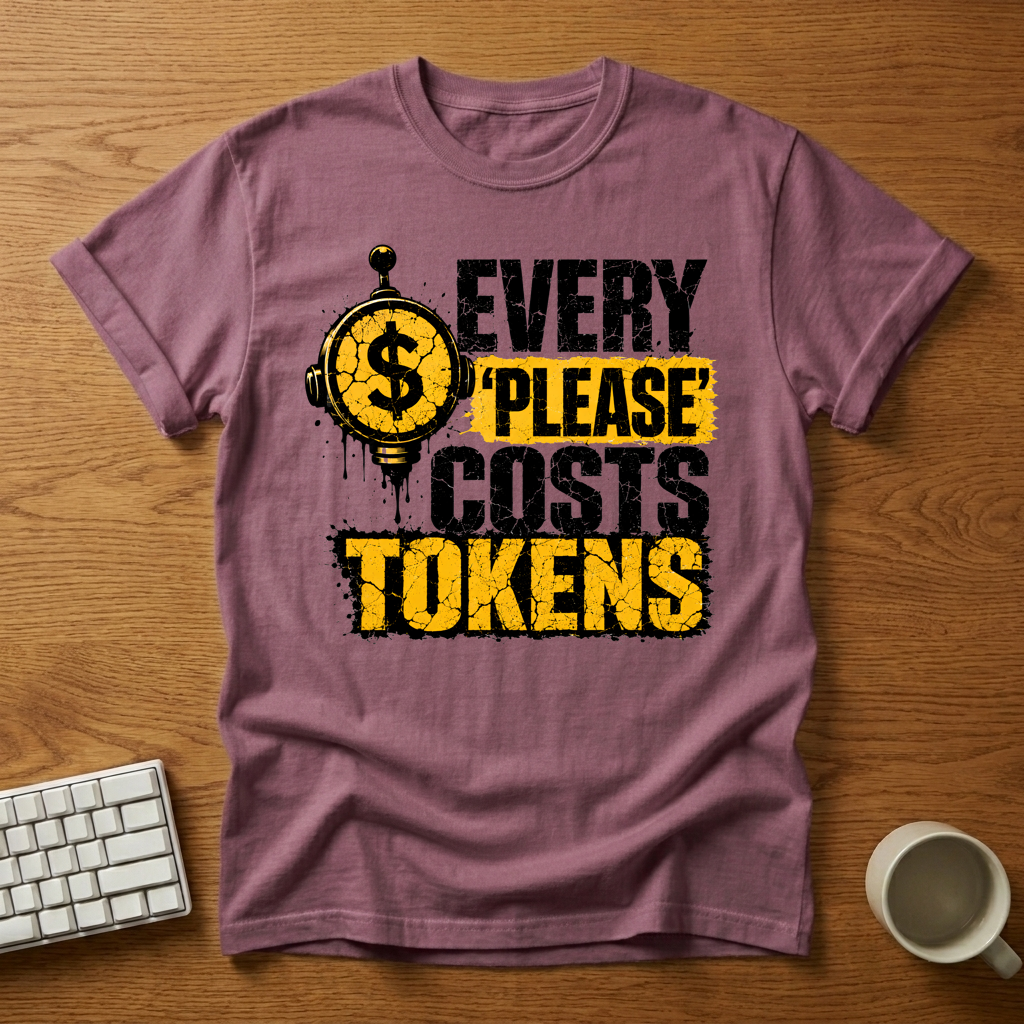 [needlepod-mockup:mck_01M046A0N9ASJF8W3MRJ7PGXHX] Every Please Costs Tokens T-Shirt