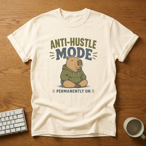 [needlepod-mockup:mck_01M04DGN63D3T3CHH2V507K3WP] Anti-Hustle Mode Capybara T-Shirt
