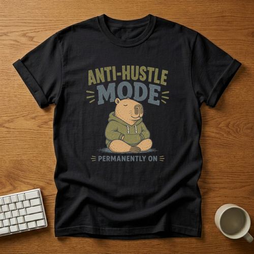 [needlepod-mockup:mck_01M04DGN63XFXAZWA6ZEWPKD4D] Anti-Hustle Mode Capybara T-Shirt