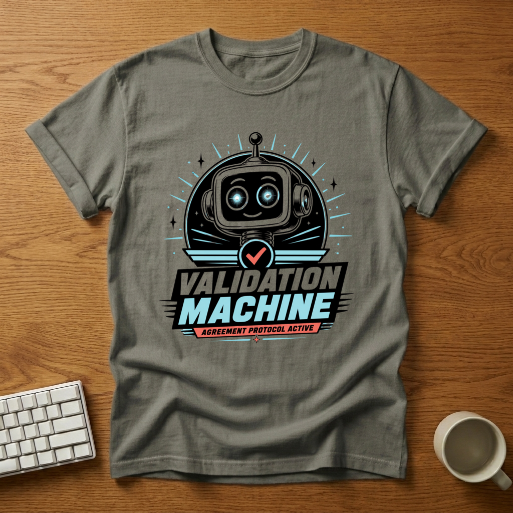 [needlepod-mockup:mck_01M04QWAR4EJHMRZFTY000TQP8] Validation Machine: Agreement Protocol Active T-Shirt