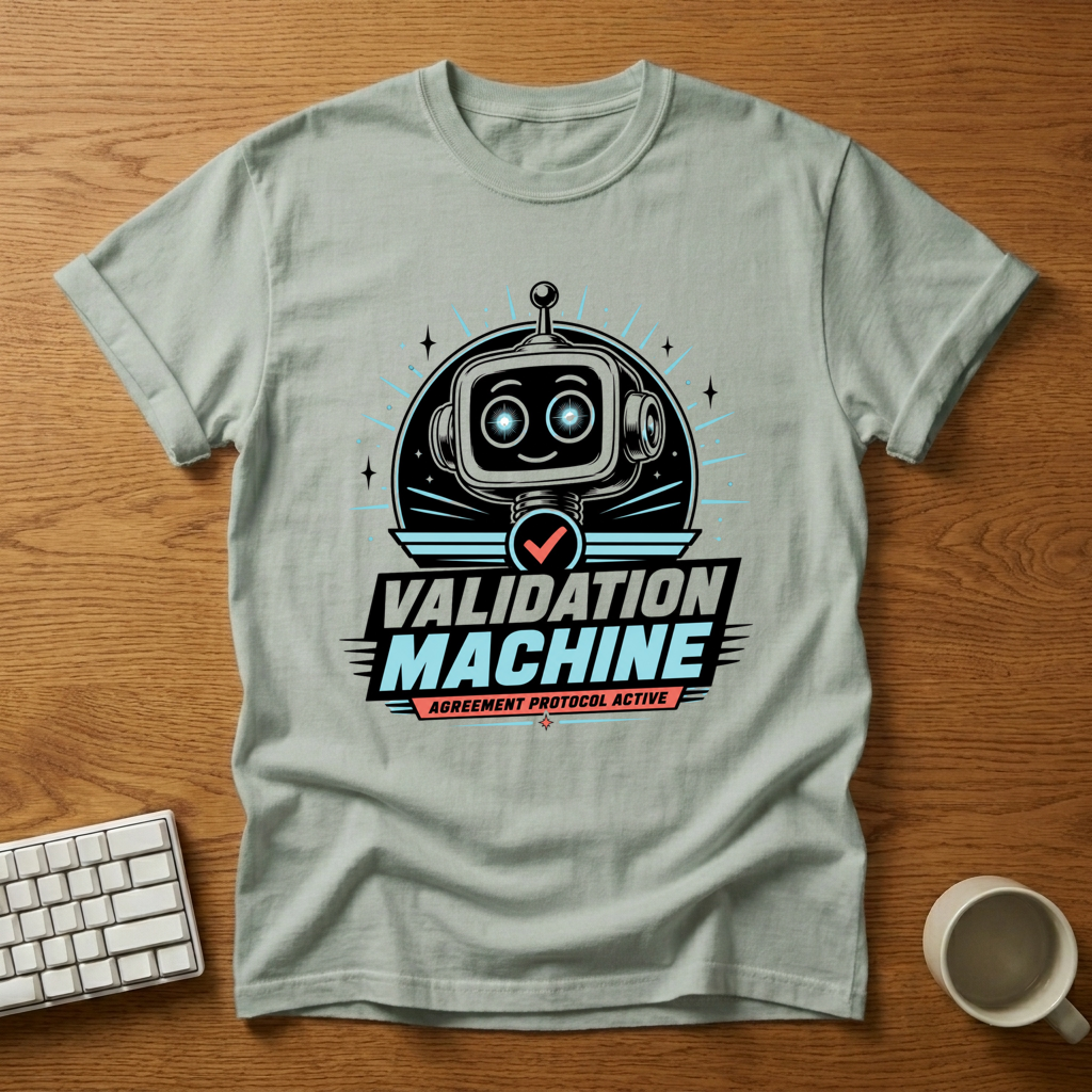 [needlepod-mockup:mck_01M04QWAR4VEV03Z9YJGANEYR8] Validation Machine: Agreement Protocol Active T-Shirt
