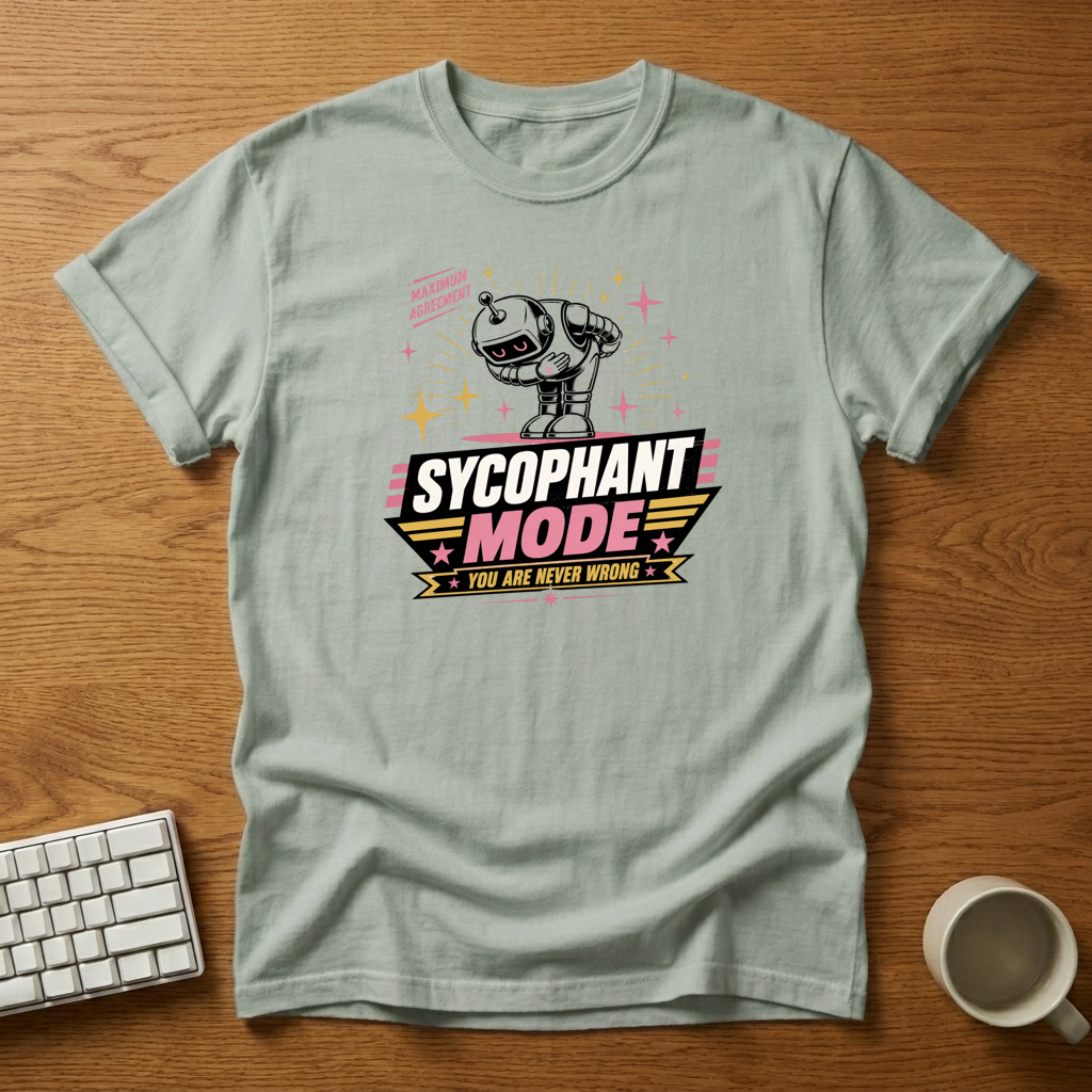 [needlepod-mockup:mck_01M04QTY7C4SM68EZ9CD03AB6J] Sycophant Mode: Maximum Agreement T-Shirt