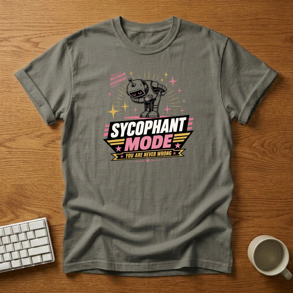 [needlepod-mockup:mck_01M04QTY7CSHJHGG785F0BQ9YG] Sycophant Mode: Maximum Agreement T-Shirt