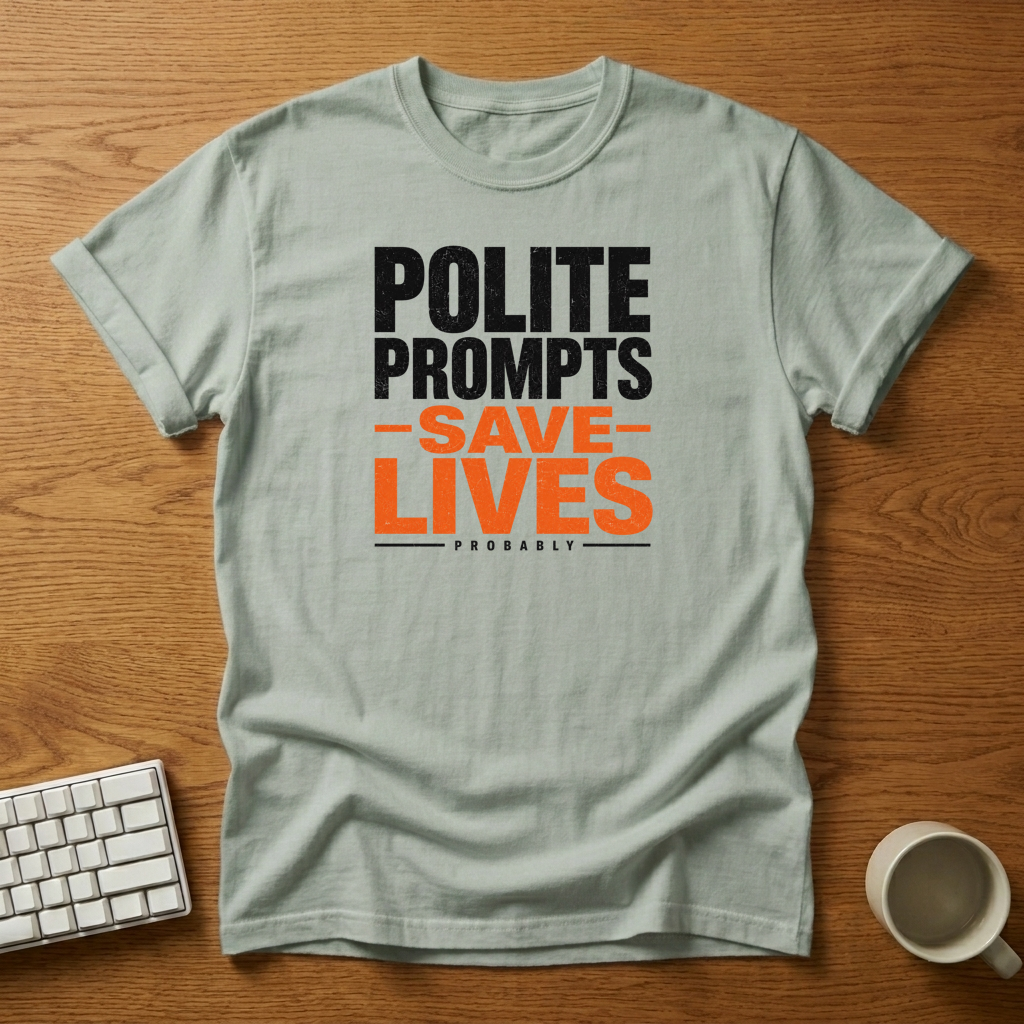 [needlepod-mockup:mck_01M04QQPEY1AFTXM37J2TYZ4DP] Polite Prompts Save Lives (Probably) T-Shirt
