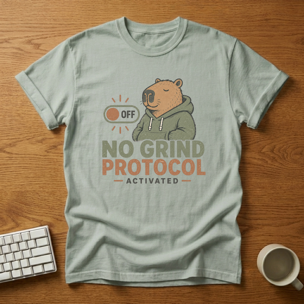 [needlepod-mockup:mck_01M04QHN7Q9MB0G2V30CX0VKTX] No Grind Protocol Activated T-Shirt