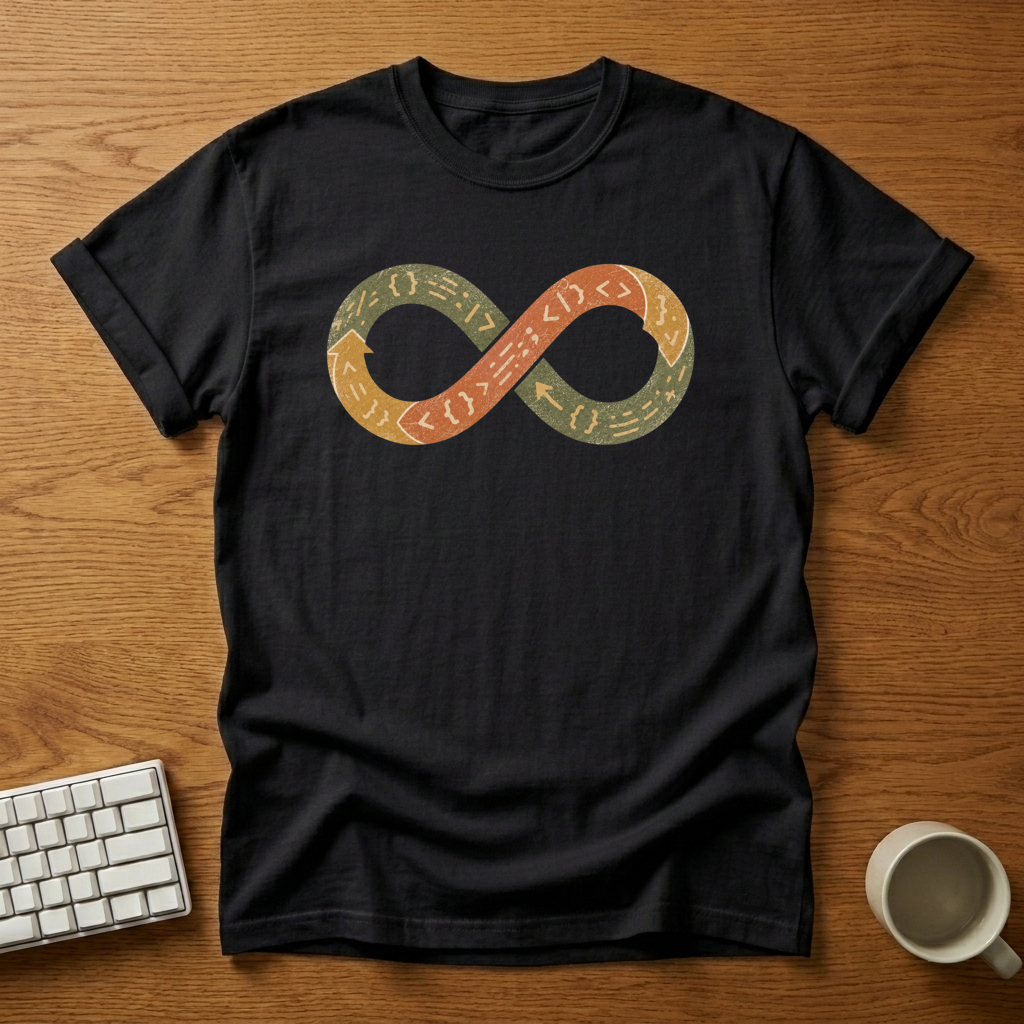 [needlepod-mockup:mck_01M04QFKTSQ955BAT28NHSVS9X] Infinite Coding Loop T-Shirt