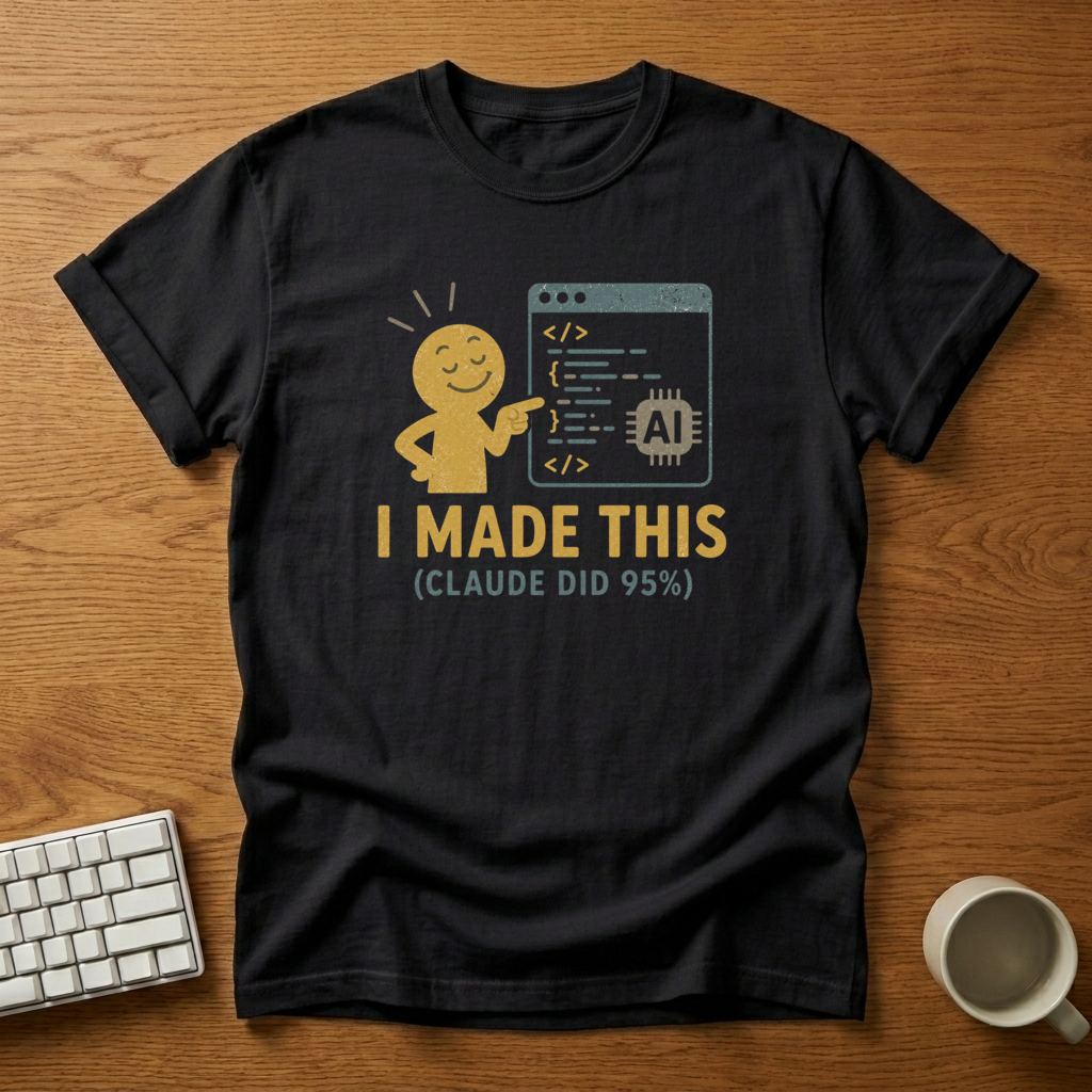 [needlepod-mockup:mck_01M04RT9M429M411RPVQ89E91Y] I Made This (AI Did 95%) T-Shirt