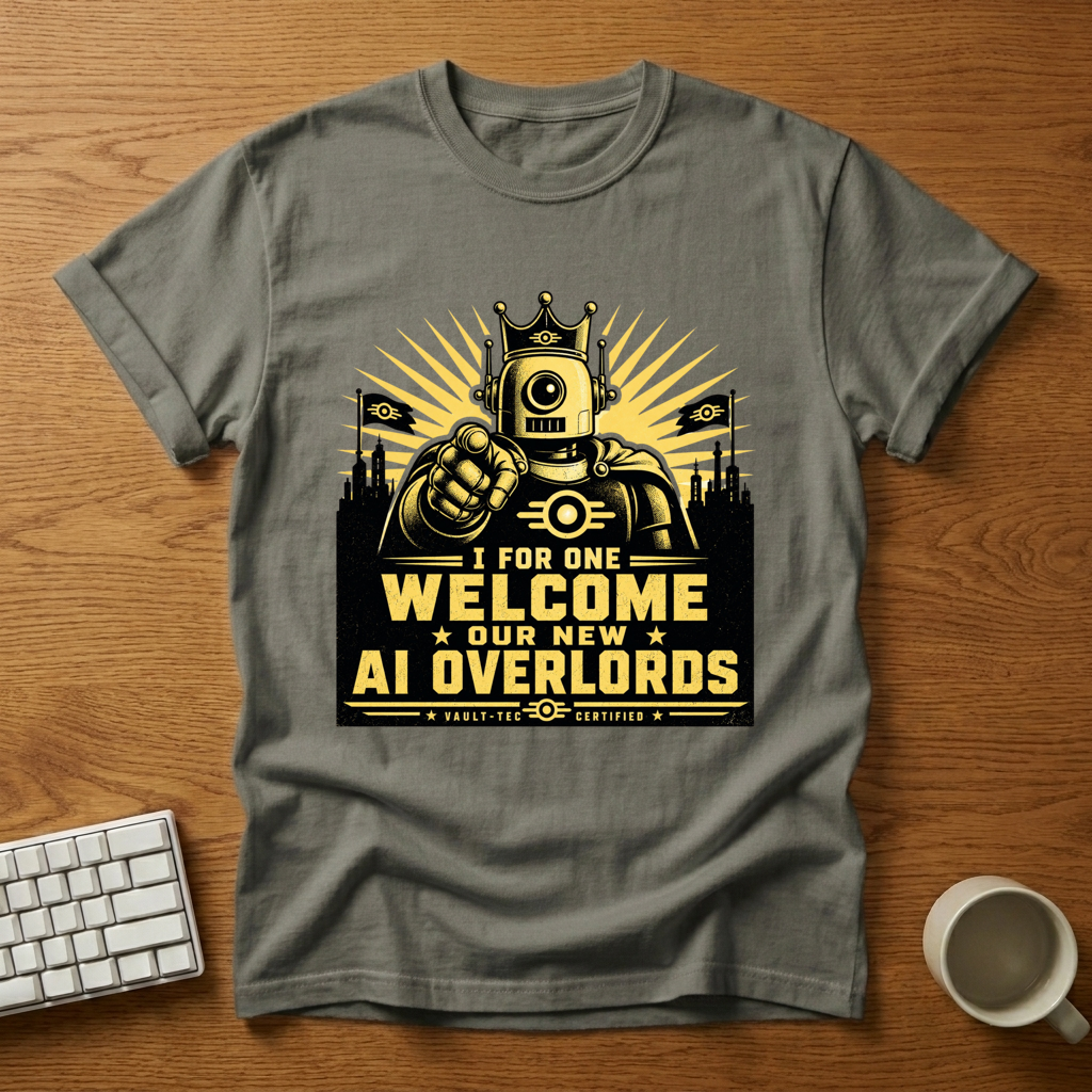 [needlepod-mockup:mck_01M04RV736R66M7D1M2DT68YS6] I for One Welcome Our New AI Overlords T-Shirt