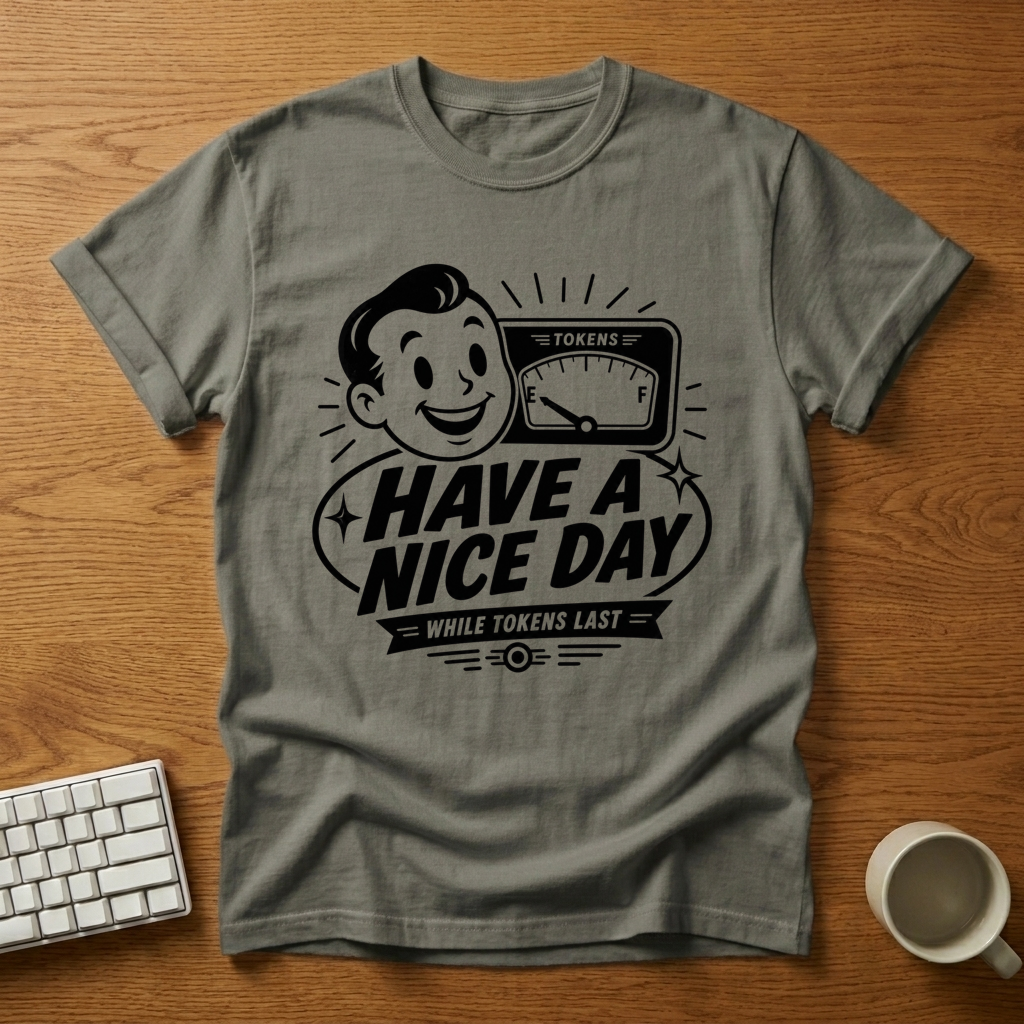 [needlepod-mockup:mck_01M04RM9D0VFPPJ8YDMYZ447CX] Have a Nice Day While Tokens Last T-Shirt