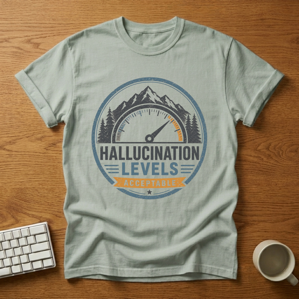 [needlepod-mockup:mck_01M04RM9NBGD83MVRM1QJX2KAA] Acceptable Hallucination Levels Gauge T-Shirt