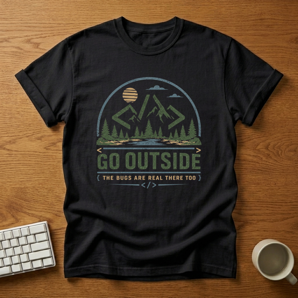 [needlepod-mockup:mck_01M04RQH0850VRASNG6PYSTRRM] Go Outside: The Bugs Are Real There Too T-Shirt