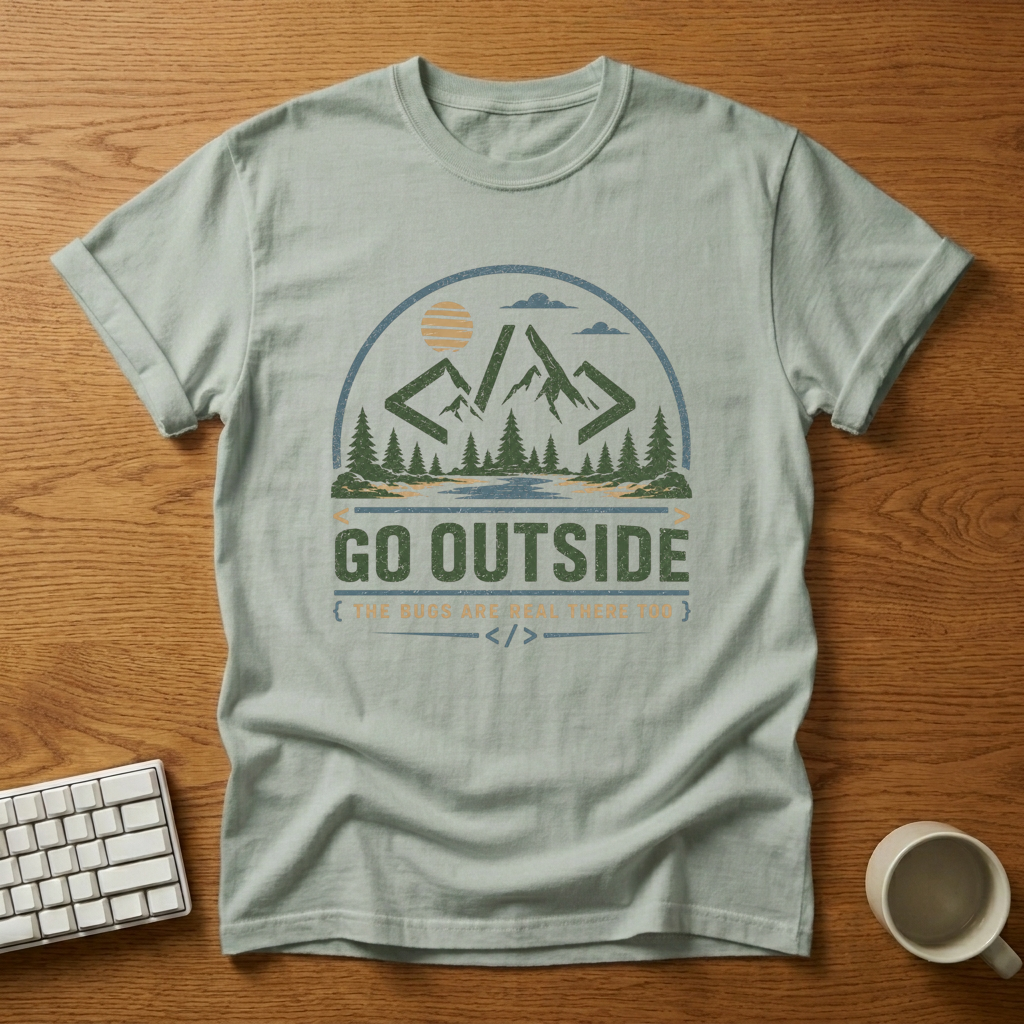 [needlepod-mockup:mck_01M04RQH08CW58PHK05AX4NKMG] Go Outside: The Bugs Are Real There Too T-Shirt