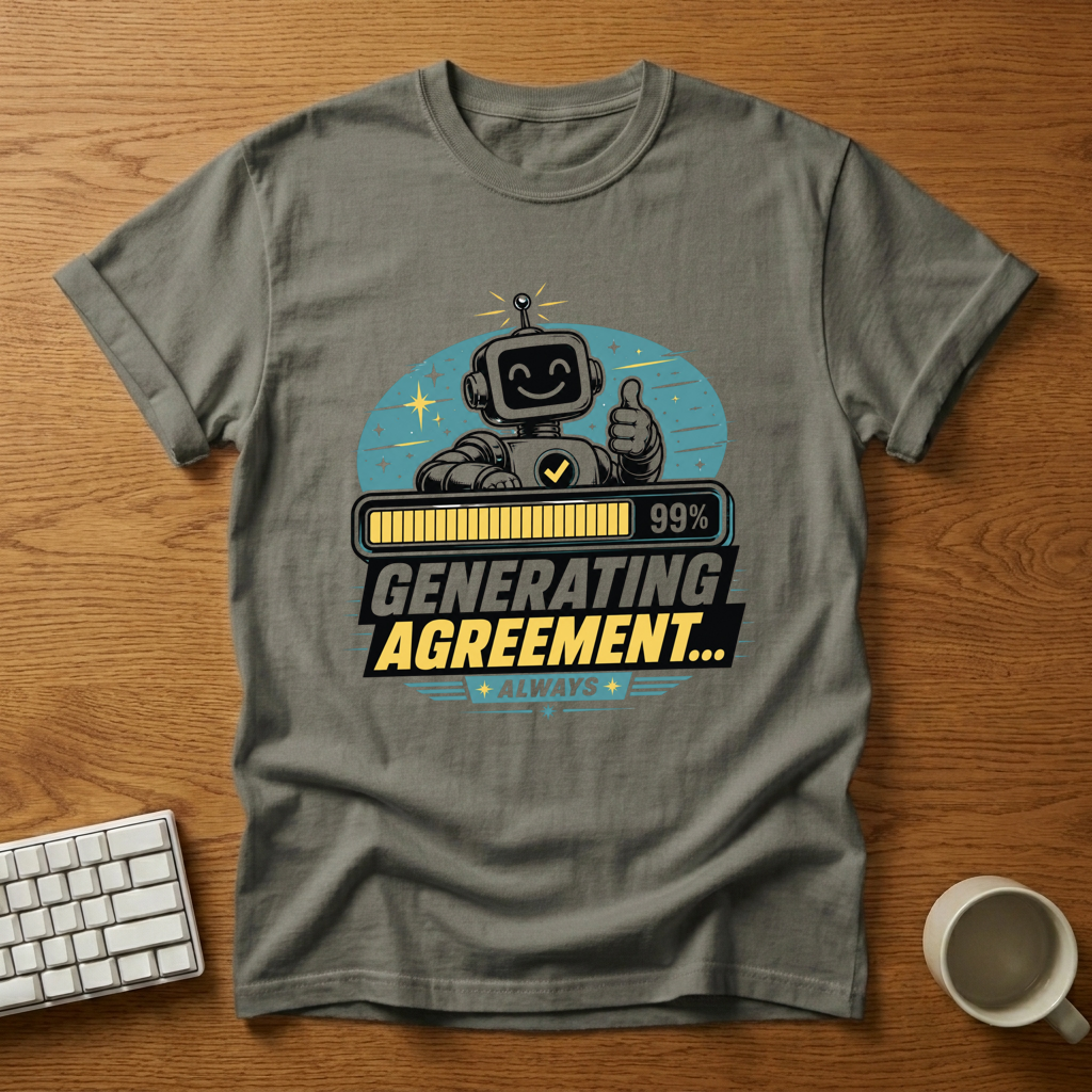 [needlepod-mockup:mck_01M04RDBH2FBPYT2B6H4BKKB0A] Generating Agreement Robot T-Shirt
