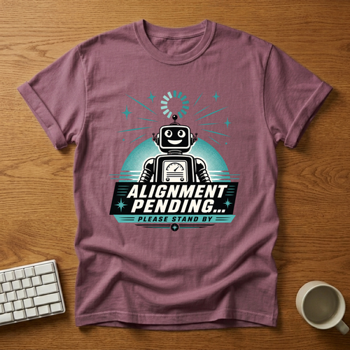 [needlepod-mockup:mck_01M04RAQMEC1VNZSS3K4E6EA8Y] Alignment Pending Robot T-Shirt