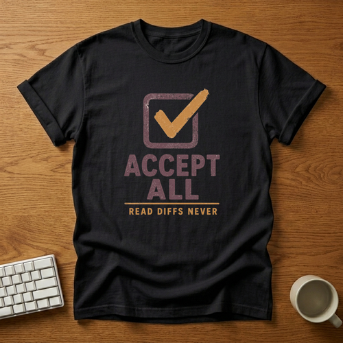 [needlepod-mockup:mck_01M04RBG298089DTV3F899X5NV] Accept All, Read Diffs Never T-Shirt