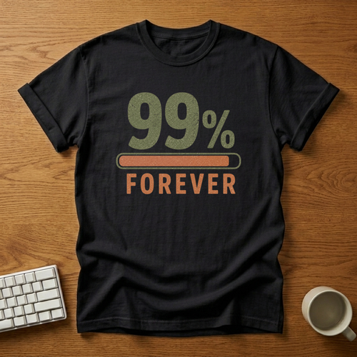 [needlepod-mockup:mck_01M04RBZ2C1Y20DQCW1EXHB43D] 99 Percent Forever Loading Progress Bar T-Shirt