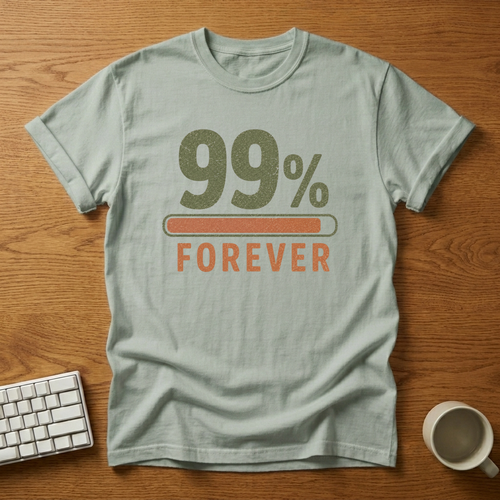 [needlepod-mockup:mck_01M04RBZ2CVV7ZCQRJVF82GEDM] 99 Percent Forever Loading Progress Bar T-Shirt