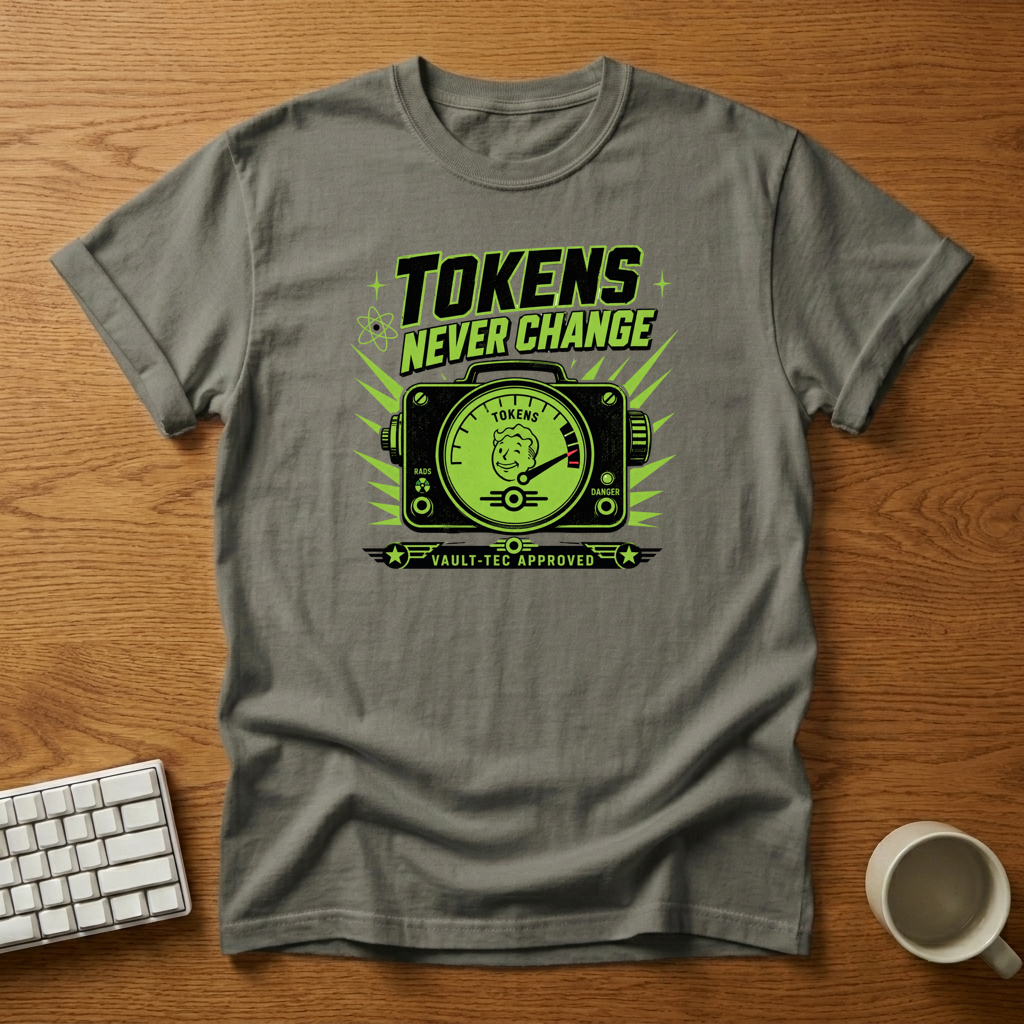 [needlepod-mockup:mck_01M0BJ2G1416KSQVFHNTP844FJ] Tokens Never Change Radiation Gauge T-Shirt