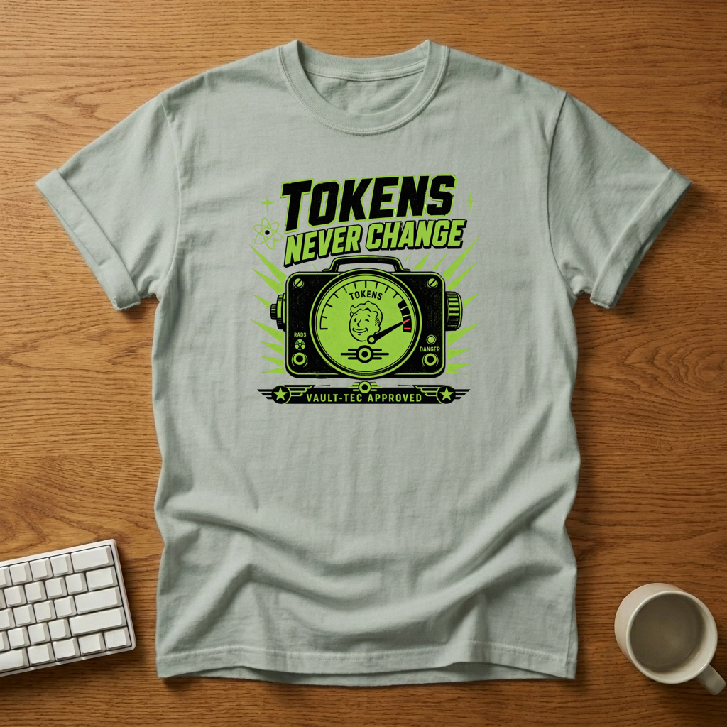 [needlepod-mockup:mck_01M0BJ2G141ZCK74R2SGP2ES3G] Tokens Never Change Radiation Gauge T-Shirt