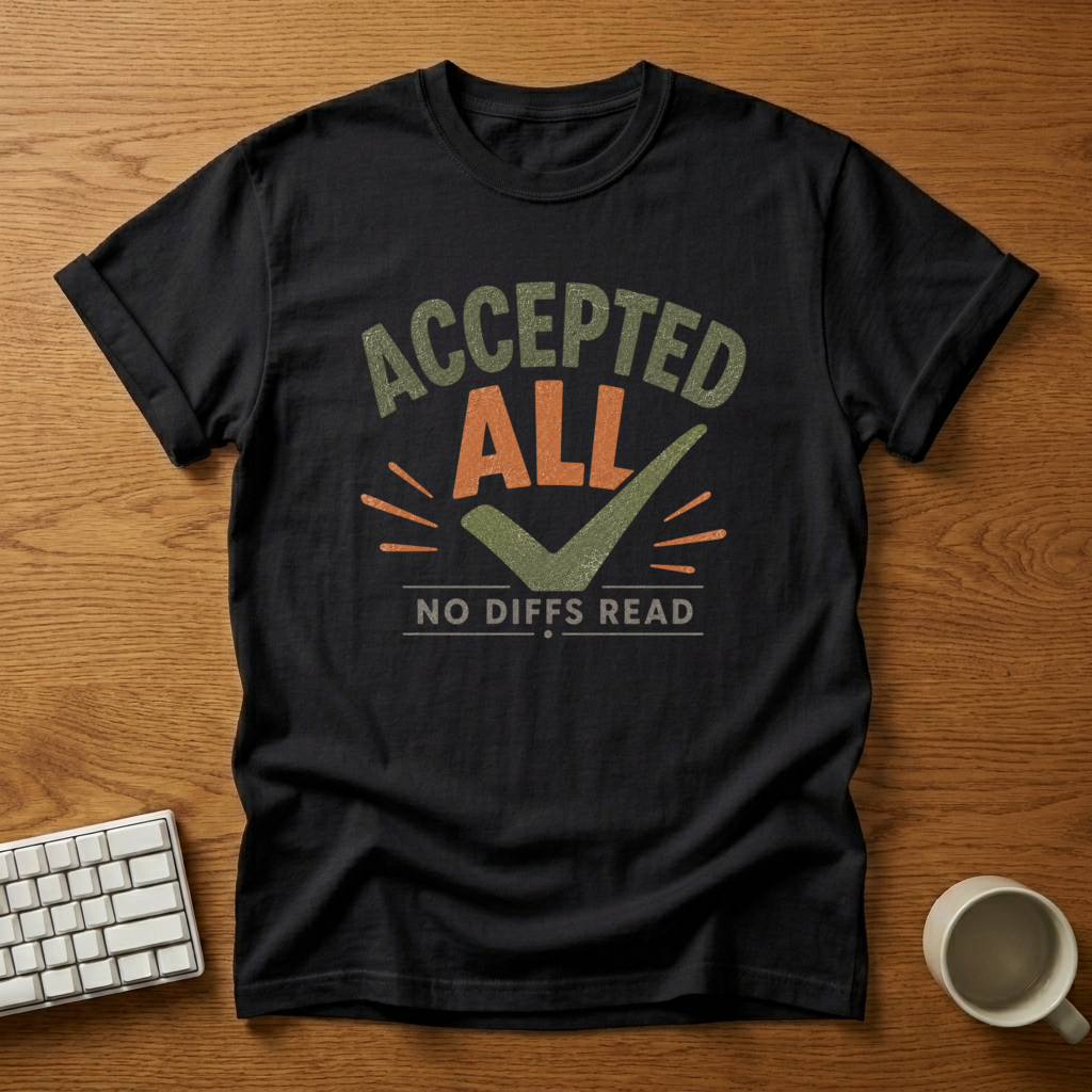[needlepod-mockup:mck_01M08C6EJBQX98J54SYND26FVP] Accepted All No Diffs Read Code Review T-Shirt