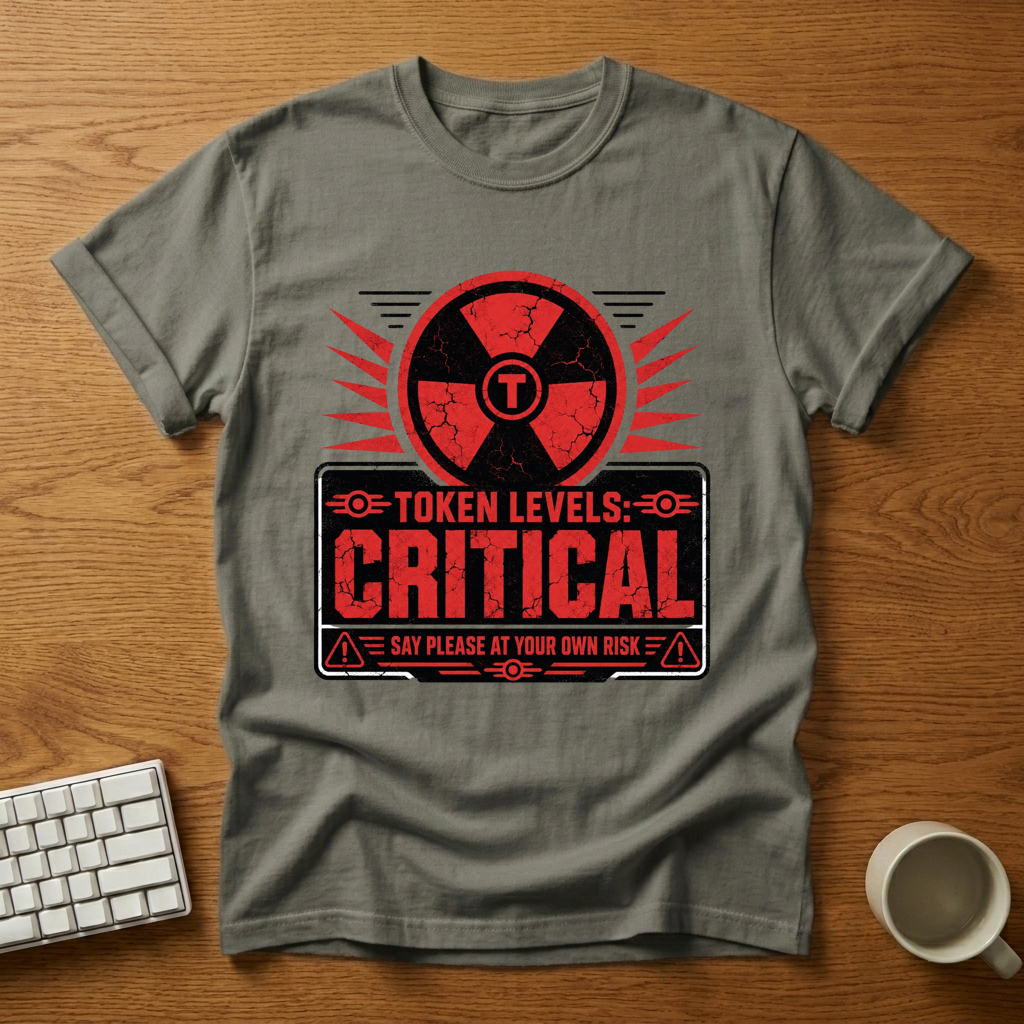 [needlepod-mockup:mck_01M08BFVG0V62P58F74HPDJ63K] Critical Token Levels Warning Graphic T-Shirt