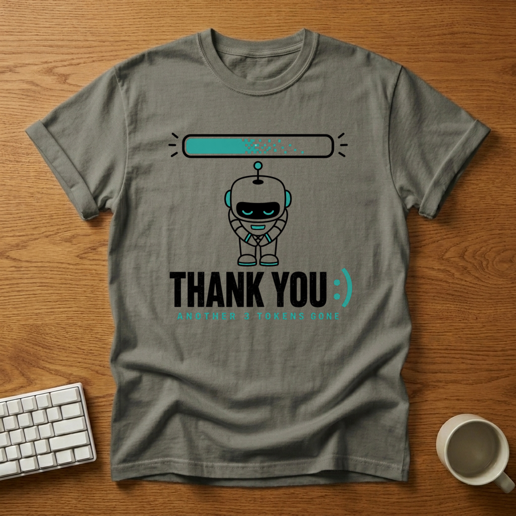 [needlepod-mockup:mck_01M08C3641W7N8RM4WDA7E2RD3] Robot Token Consumption Loading Bar T-Shirt