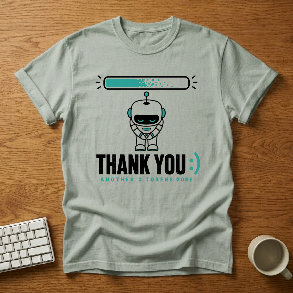 [needlepod-mockup:mck_01M08C3641X5VETRR89TTZK9GS] Robot Token Consumption Loading Bar T-Shirt