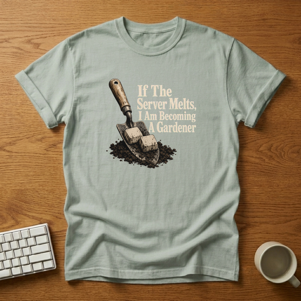 [needlepod-mockup:mck_01M1D4DSQ55TDKK8H3BB262DDR] Server Meltdown Gardening T-Shirt