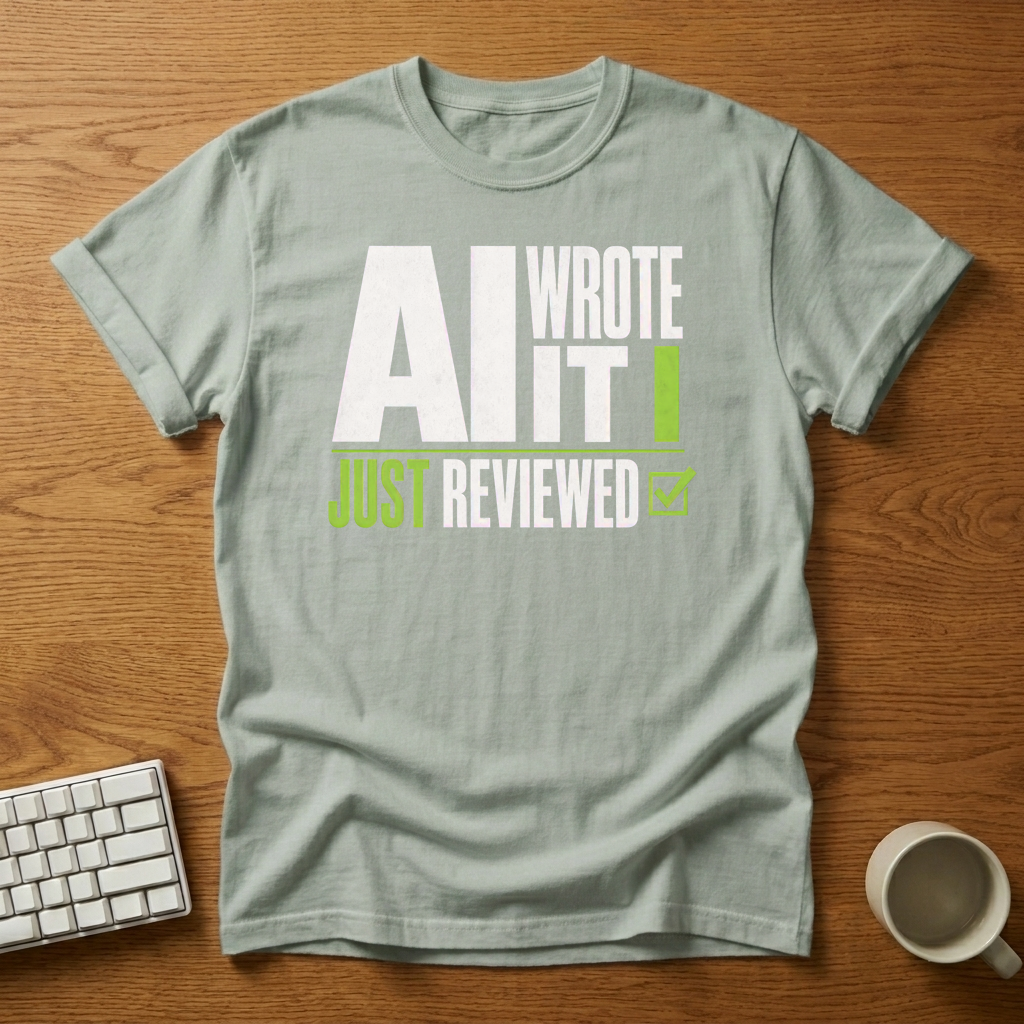 [needlepod-mockup:mck_01M1W7TCHRYC8DA0AH5T4VCN1D] AI Wrote It, I Just Reviewed It T-Shirt