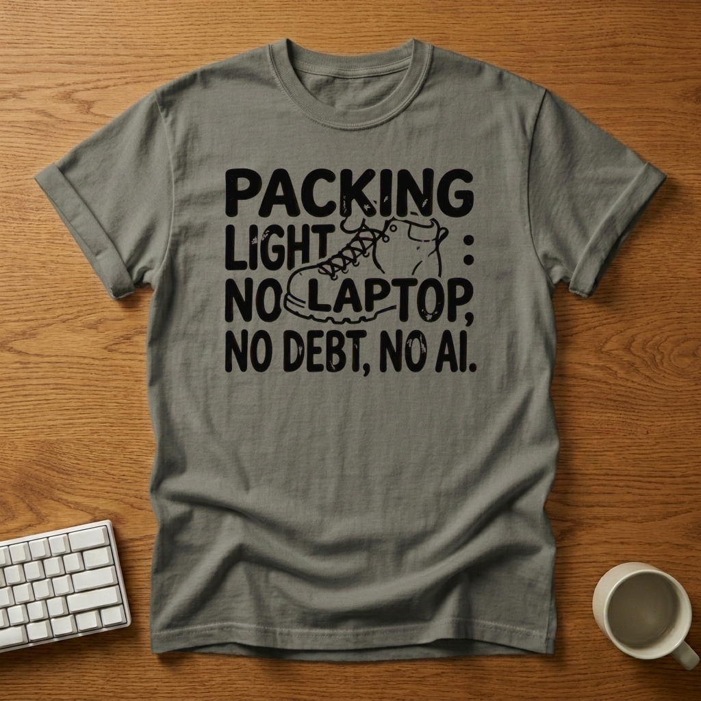 [needlepod-mockup:mck_01M37CAMHMK6QAX2KG405FA3WY] Packing Light Manifesto: Leave the Legacy Code Behind T-Shirt