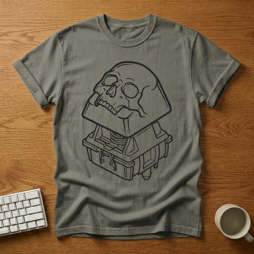 [needlepod-mockup:mck_01M3DGQA63HS0EK7D27RRCDH55] Skull Switch Mechanical Keyboard Design T-Shirt