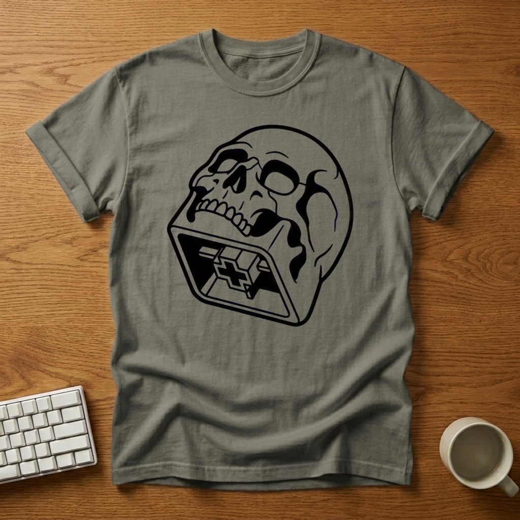 [needlepod-mockup:mck_01M3GB9E491YPDH6SNW1H4VJC8] Mechanical Skull Keycap T-Shirt
