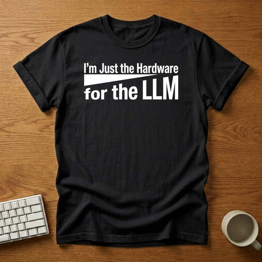 [needlepod-mockup:mck_01M3J4DEZ9RAE91PQAS8Y79VWW] I'm Just the Hardware for the LLM T-Shirt