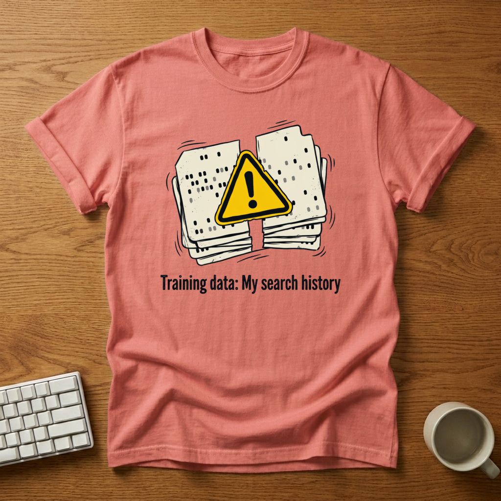 [needlepod-mockup:mck_01M3J5V6NRMQRX2EJY73RC1VZC] Search History Warning Punch Card T-Shirt