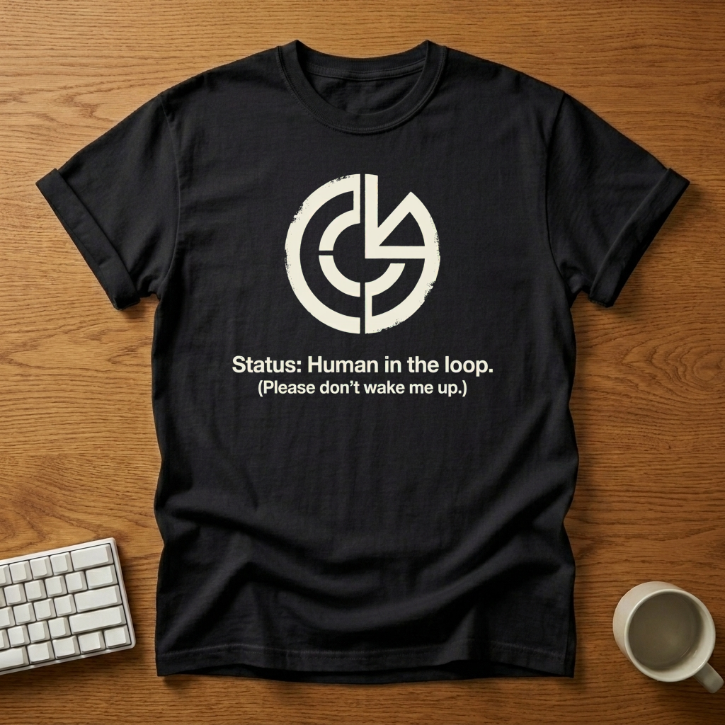 [needlepod-mockup:mck_01M3PHDTBGA172N39WJNQK4BD9] Human in the Loop Status T-Shirt